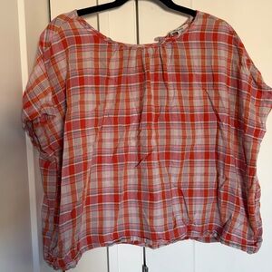 Madewell Red and Pink Plaid Top